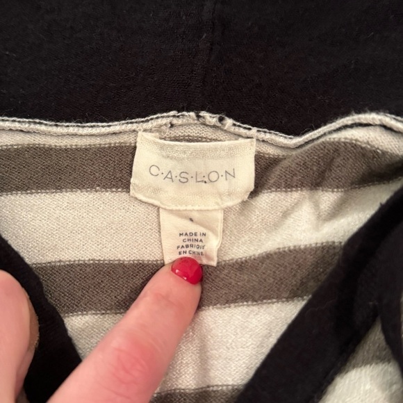 Caslon Long Sleeve Colorblock Hoodie Sweater, Black and Olive Green, Size S - Picture 6 of 7